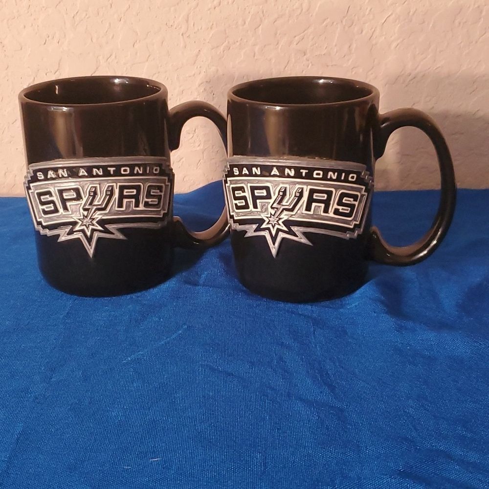 San Antonio Spurs Coffee Mug Set of 2 Black Ceramic Tea Cup 10 oz NBA Fan Gift